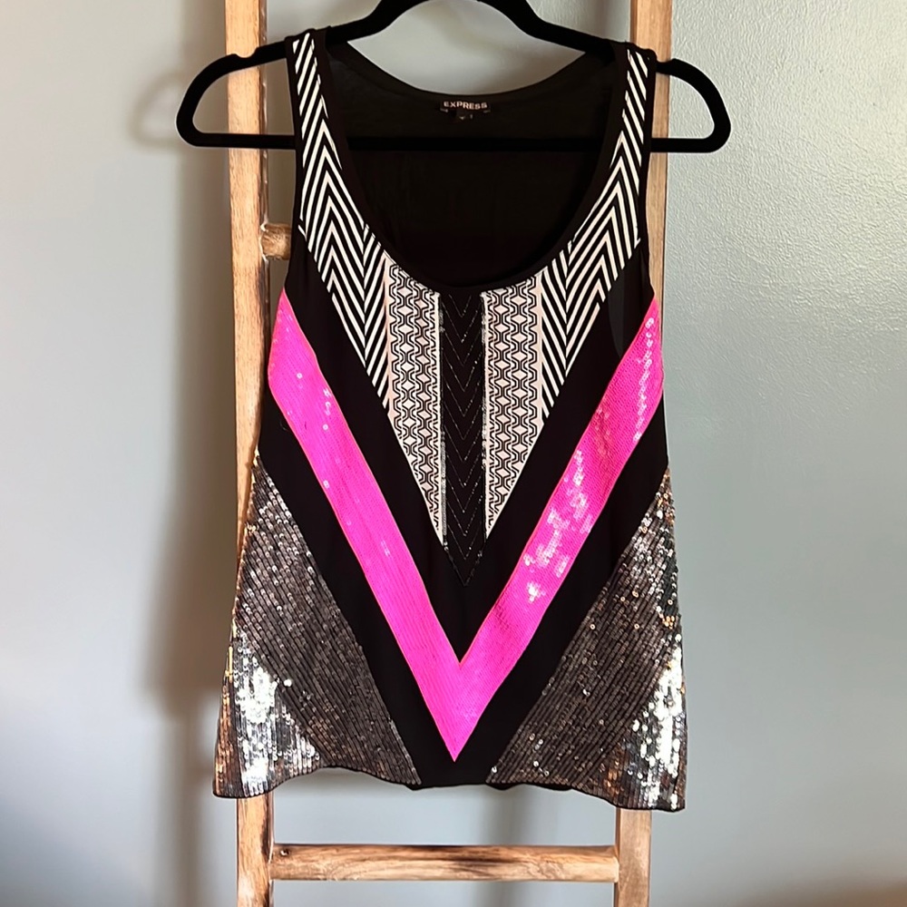 Express sequin tank top